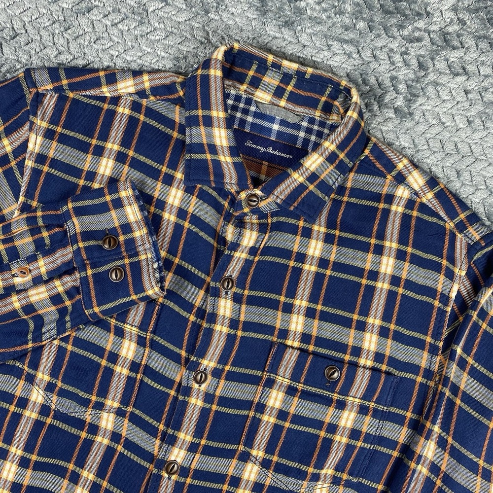 Tommy Bahama Shirt Mens S Multicolor Plaid Flannel Long Sleeve Button Up Small